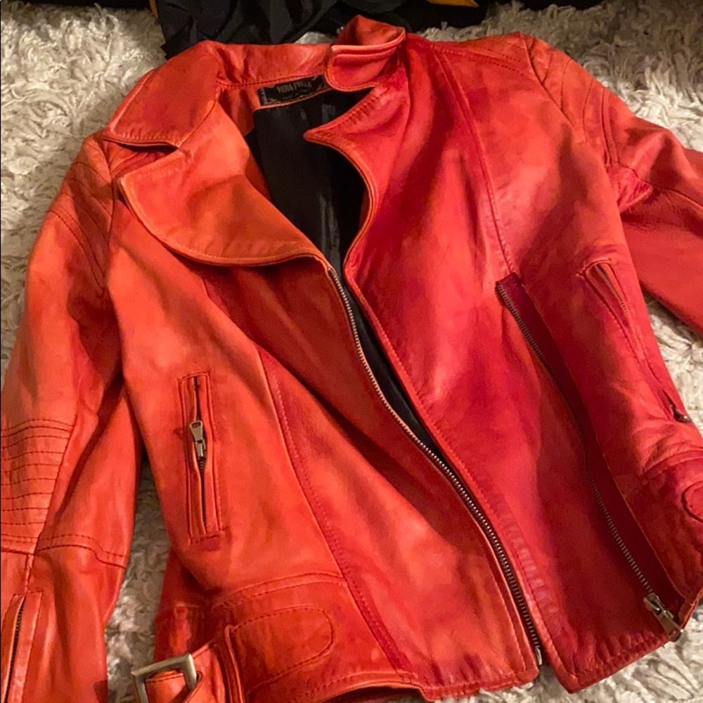 Red leather jacket